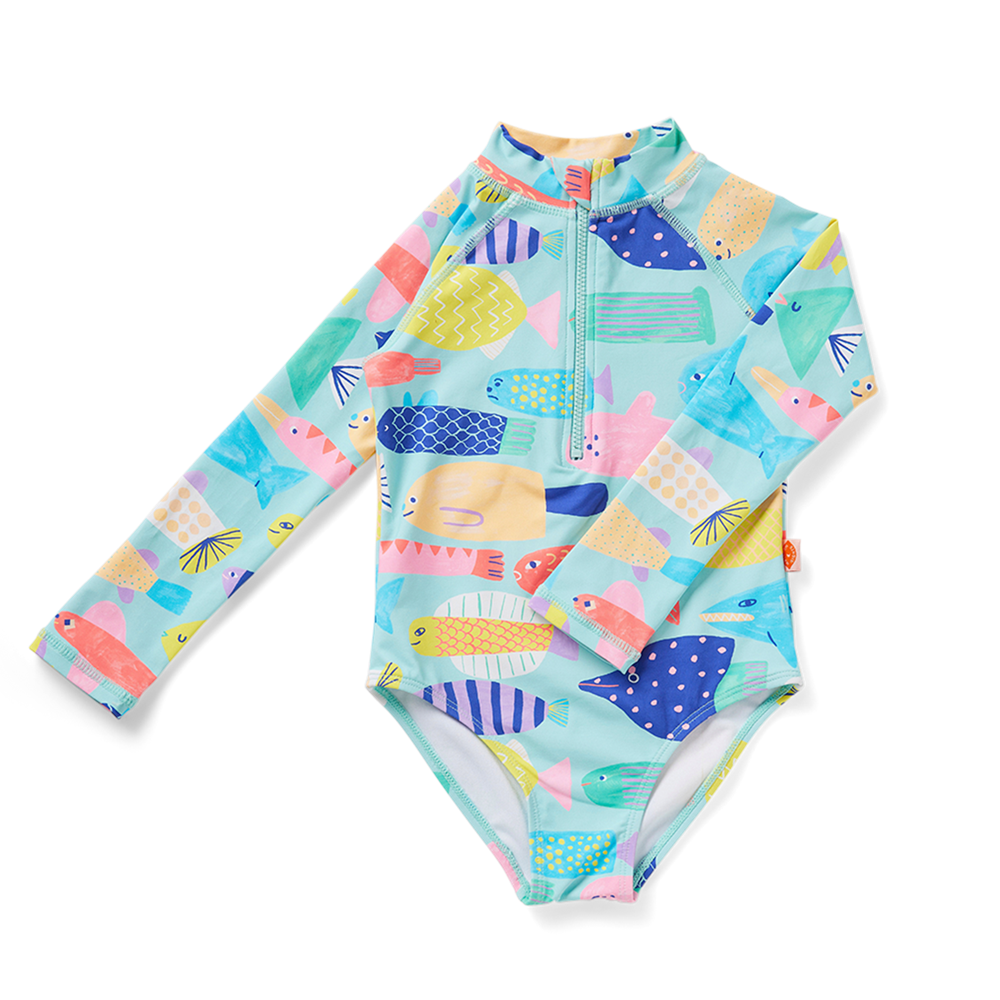 Long Sleeve Zip Bather Rainbow Reef