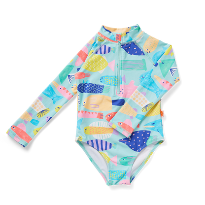 Long Sleeve Zip Bather Rainbow Reef