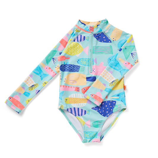 Long Sleeve Zip Bather Rainbow Reef