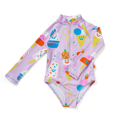 Long Sleeve Zip Bather Sundae Fun Day