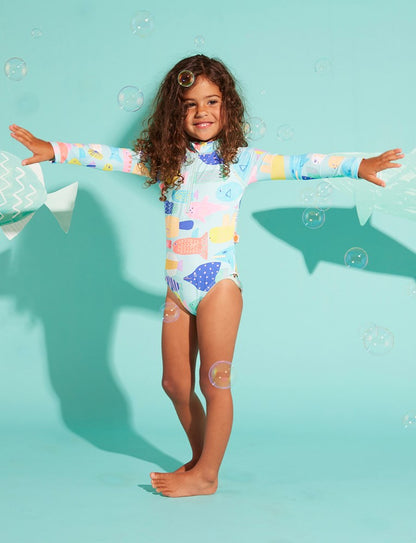 Long Sleeve Zip Bather Rainbow Reef