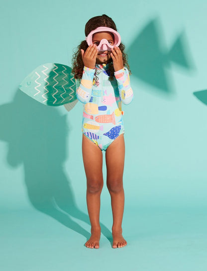 Long Sleeve Zip Bather Rainbow Reef